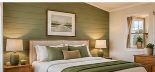 Quiet bedroom interior concept in soft natural tones
