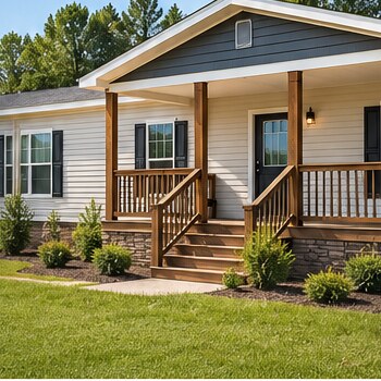 Manufactured-home exterior concept with a welcoming covered porch