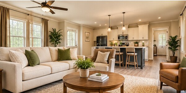 Open-plan living and kitchen interior concept